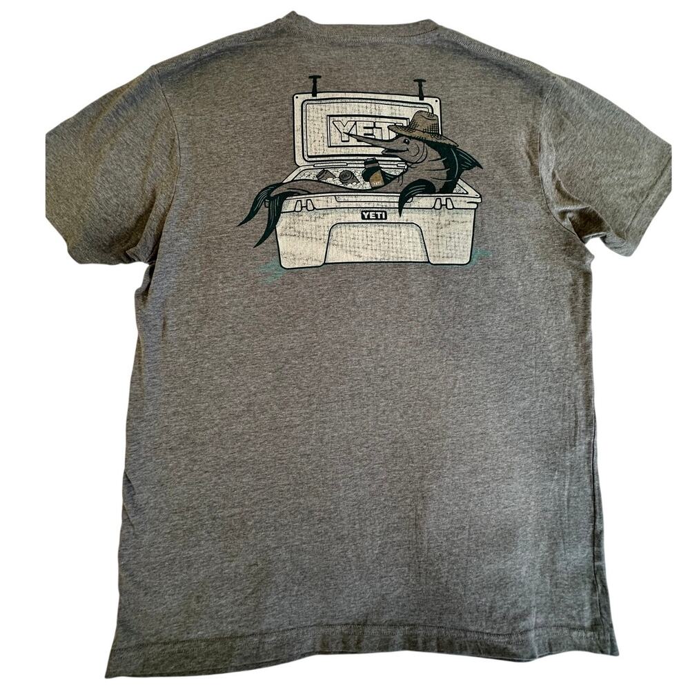 YETI Graphic Tee USA Made Back Print Logo Cracking Size L